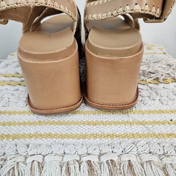LOEFFLER RANDALL Mae Cross Strap Platform Sandals with Crochet Stitch Size 9B