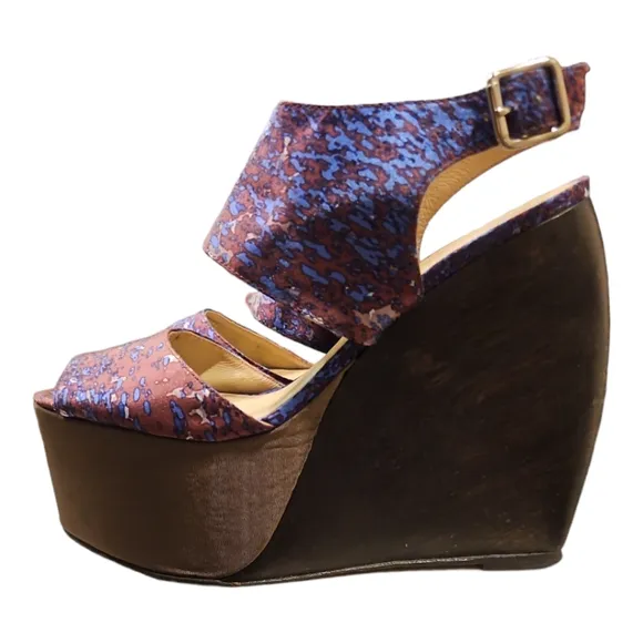 LOEFFLER RANDALL x SUNO | 'ESTRELLA' Satin Wedge Platform Sandals in Size US 8