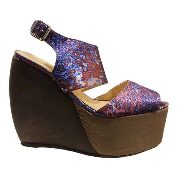 LOEFFLER RANDALL x SUNO | 'ESTRELLA' Satin Wedge Platform Sandals in Size US 8