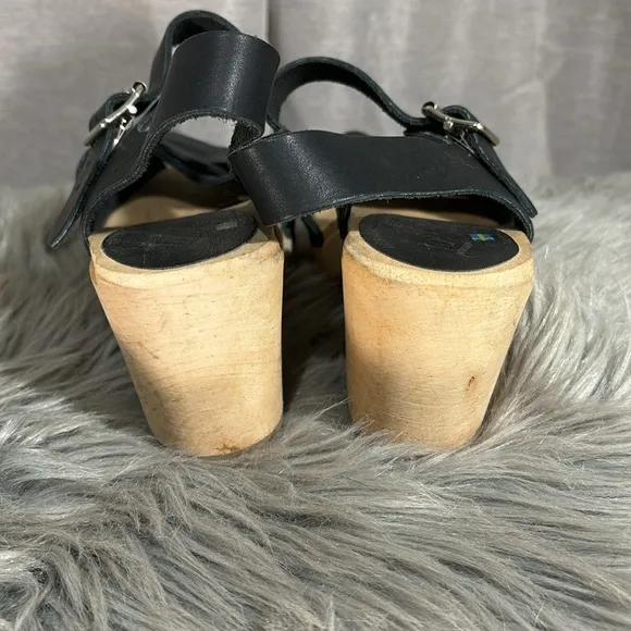 Lotta From Stockholm Peep Toe Clog Sandals Black Size 9