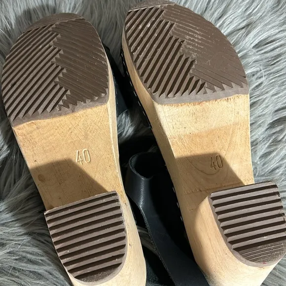 Lotta From Stockholm Peep Toe Clog Sandals Black Size 9