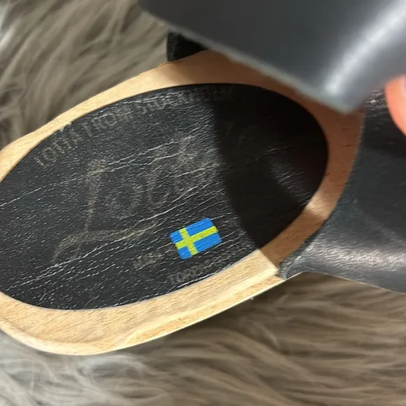 Lotta From Stockholm Peep Toe Clog Sandals Black Size 9