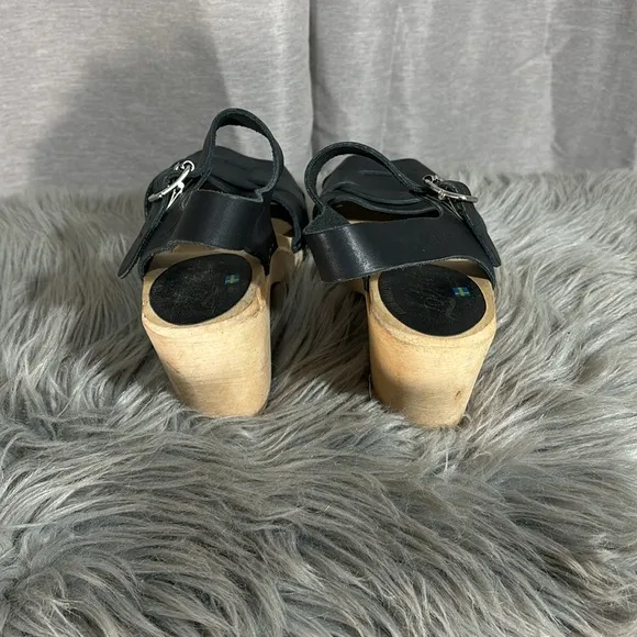 Lotta From Stockholm Peep Toe Clog Sandals Black Size 9