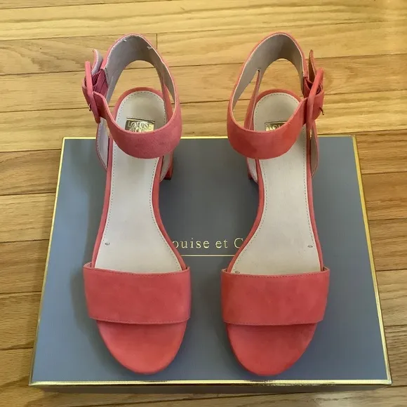 Louise Et Cie Suede Platform Block Heel Sandal Panama Pink SZ 9