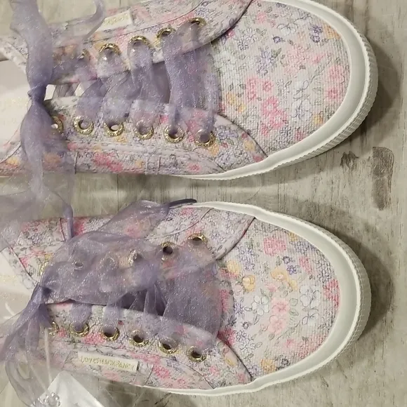💕LOVESHACKFANCY x SUPERGA💕 Classic Sneaker ~ Lavender Blooms Floral US 8.5 NWT