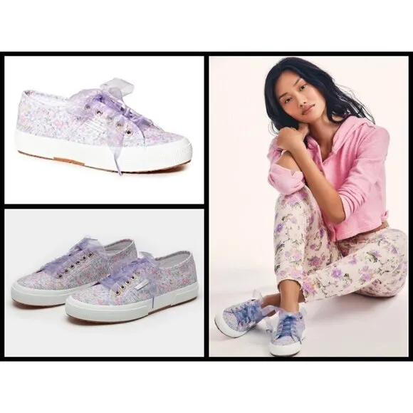 💕LOVESHACKFANCY x SUPERGA💕 Classic Sneaker ~ Lavender Blooms Floral US 8.5 NWT