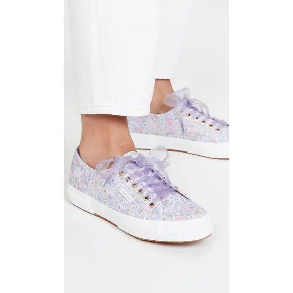💕LOVESHACKFANCY x SUPERGA💕 Classic Sneaker ~ Lavender Blooms Floral US 8.5 NWT