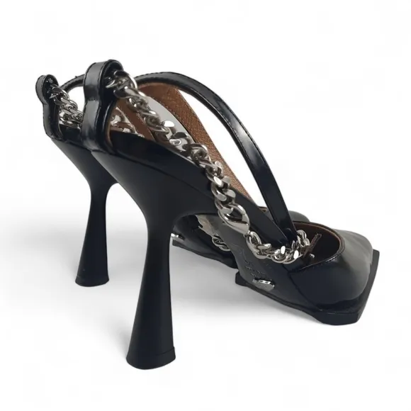 LUCCIA TACCI Handmade Chisel Toe Japanese Platform Chain Anklet Pumps Heels 6