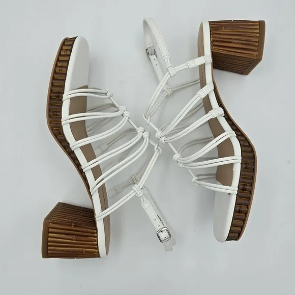 Lucky Brand Bassie Strappy Block Heel Sandals, Open White/Natural, Size 10M