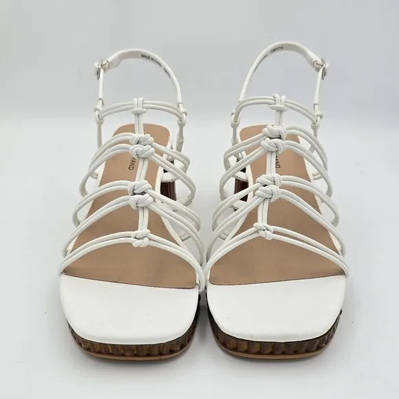 Lucky Brand Bassie Strappy Block Heel Sandals, Open White/Natural, Size 10M