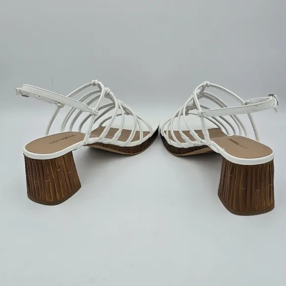 Lucky Brand Bassie Strappy Block Heel Sandals, Open White/Natural, Size 10M