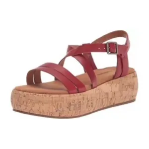 Lucky Brand Jacobean Strappy Cork Platform Red Leather Sandals Women’s Size 7.5