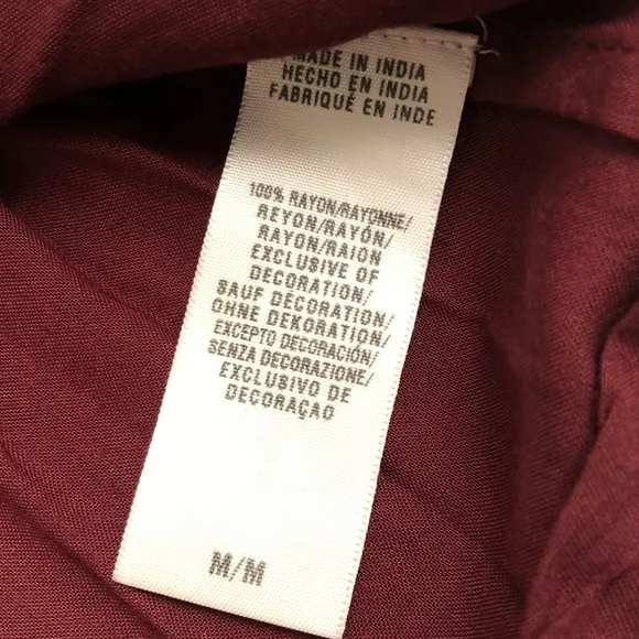 Lucky Brand Laszlo burgundy v-neck tie waist long sleeve dress