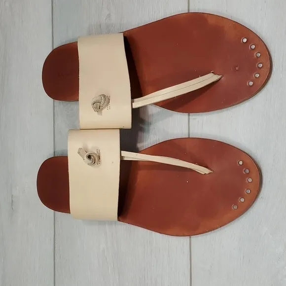 Lucky Brand Womens Thong Leather Boho Gypsy Flats sandals shoes sz 10M