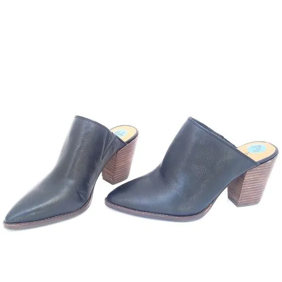 Lucky Brand Women's High Heels Leather Mules Black 7 New
