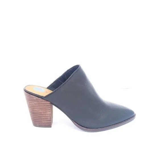 Lucky Brand Women's High Heels Leather Mules Black 7 New