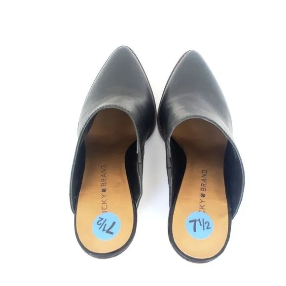 Lucky Brand Women's High Heels Leather Mules Black 7 New