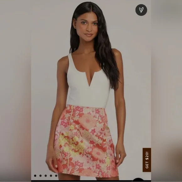 Lulu's Being In Bloom Floral Jacquard Mini Skirt, Boho Barbie
