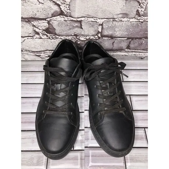 M. Gemi Black Leather Low Top Lace Up Casual Sneakers Shoes Women Sz 40EU/9M US