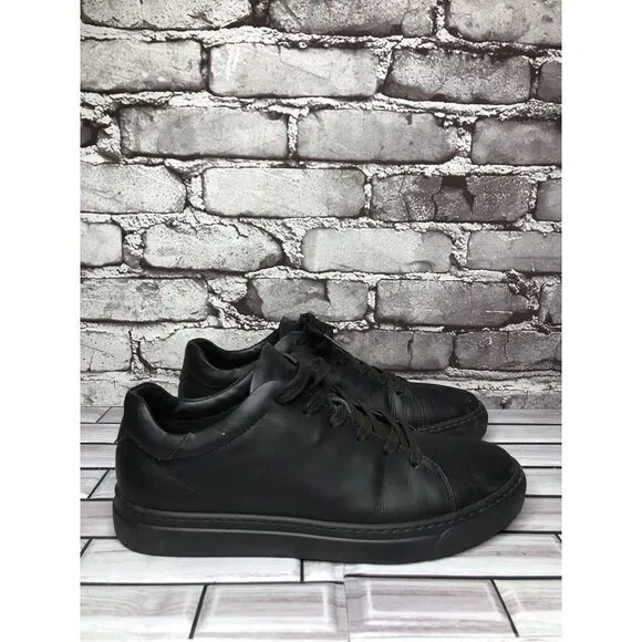 M. Gemi Black Leather Low Top Lace Up Casual Sneakers Shoes Women Sz 40EU/9M US