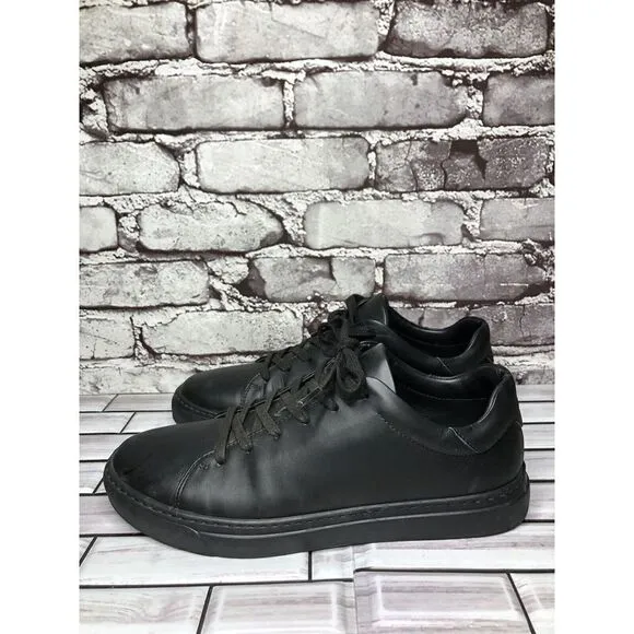 M. Gemi Black Leather Low Top Lace Up Casual Sneakers Shoes Women Sz 40EU/9M US