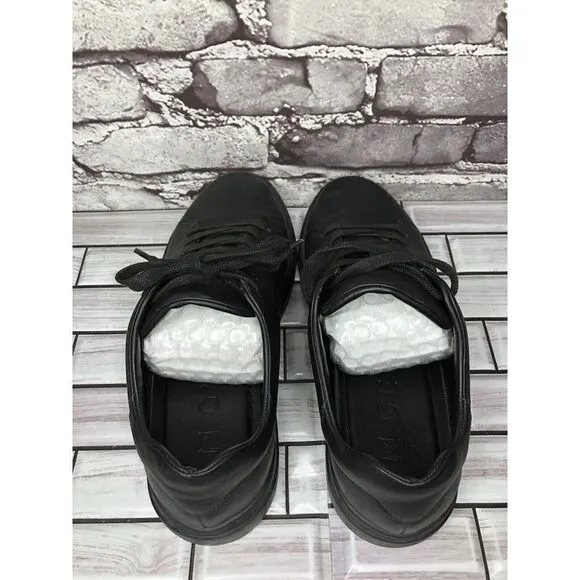 M. Gemi Black Leather Low Top Lace Up Casual Sneakers Shoes Women Sz 40EU/9M US