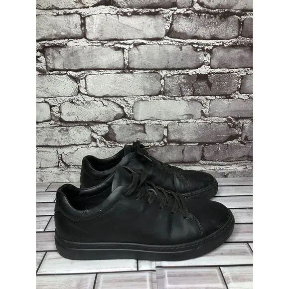 M. Gemi Black Leather Low Top Lace Up Casual Sneakers Shoes Women Sz 40EU/9M US