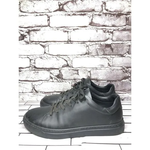 M. Gemi Black Leather Low Top Lace Up Casual Sneakers Shoes Women Sz 40EU/9M US