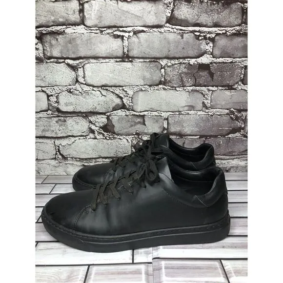 M. Gemi Black Leather Low Top Lace Up Casual Sneakers Shoes Women Sz 40EU/9M US