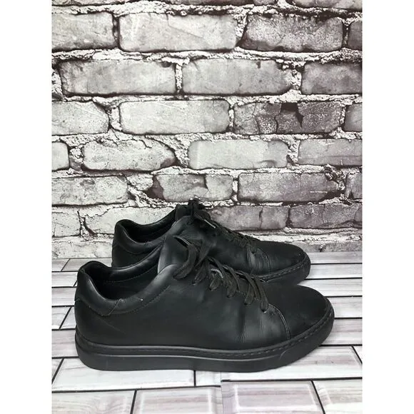 M. Gemi Black Leather Low Top Lace Up Casual Sneakers Shoes Women Sz 40EU/9M US