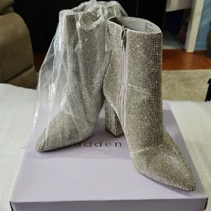 Madden Girl Flex-R Silver Rhinestone Women's Boots Size 6.5
