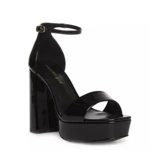 Madden Girl Omega Platform Ankle Strap Pump Black Patent Leather High Heels