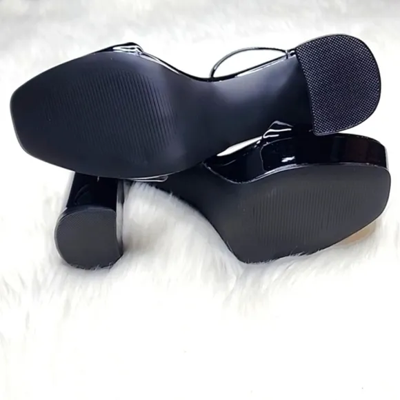 Madden Girl Omega Platform Ankle Strap Pump Black Patent Leather High Heels