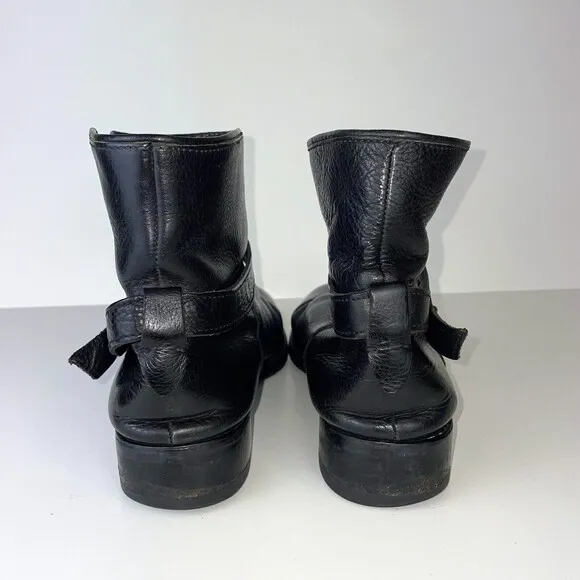 Madewell Biker Boot Moto Brass Strap Ankle Bootie Black Leather Womens 7.5 03827
