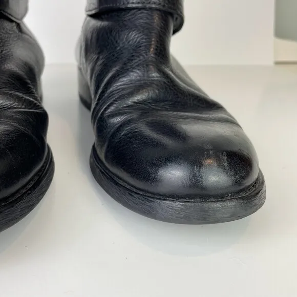 Madewell Biker Boot Moto Brass Strap Ankle Bootie Black Leather Womens 7.5 03827