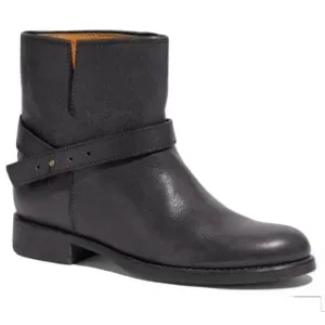Madewell Biker Boot Moto Brass Strap Ankle Bootie Black Leather Womens 7.5 03827