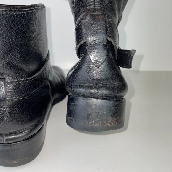 Madewell Biker Boot Moto Brass Strap Ankle Bootie Black Leather Womens 7.5 03827