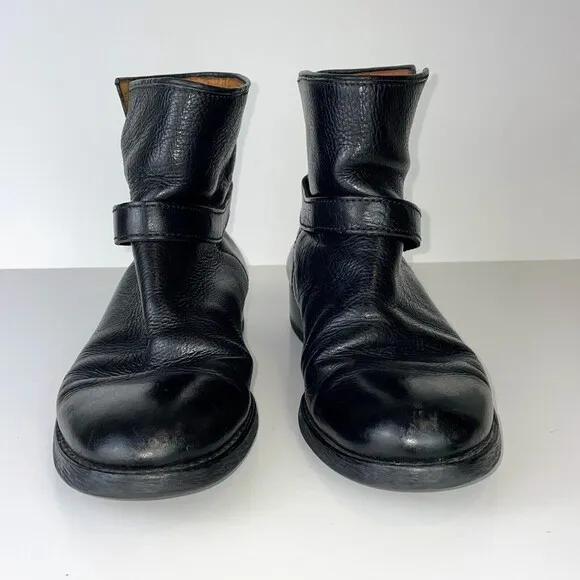 Madewell Biker Boot Moto Brass Strap Ankle Bootie Black Leather Womens 7.5 03827