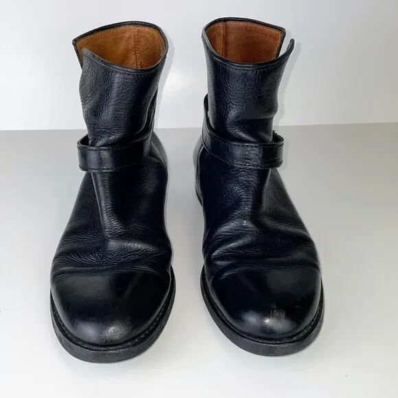 Madewell Biker Boot Moto Brass Strap Ankle Bootie Black Leather Womens 7.5 03827