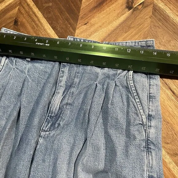 Madewell Jeans High Rise Pleated Wide Leg Crop Denim Womens 4