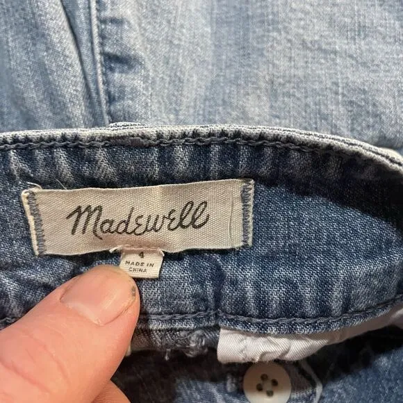 Madewell Jeans High Rise Pleated Wide Leg Crop Denim Womens 4