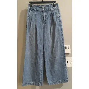 Madewell Jeans High Rise Pleated Wide Leg Crop Denim Womens 4
