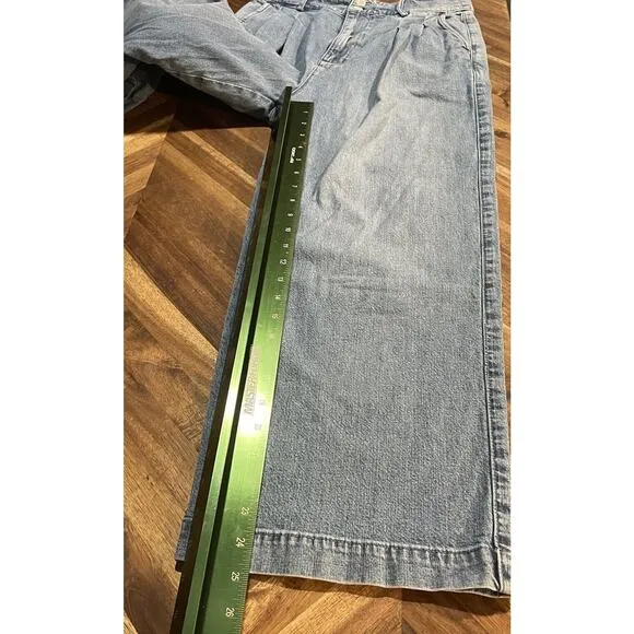 Madewell Jeans High Rise Pleated Wide Leg Crop Denim Womens 4