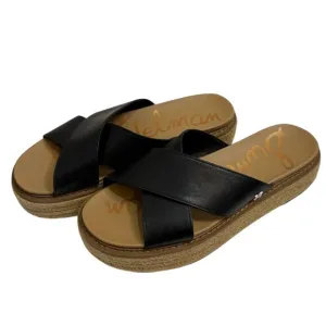 Madewell Korina Slide On Platform Sandals Size 9 Black Leather Upper