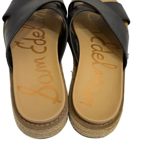 Madewell Korina Slide On Platform Sandals Size 9 Black Leather Upper