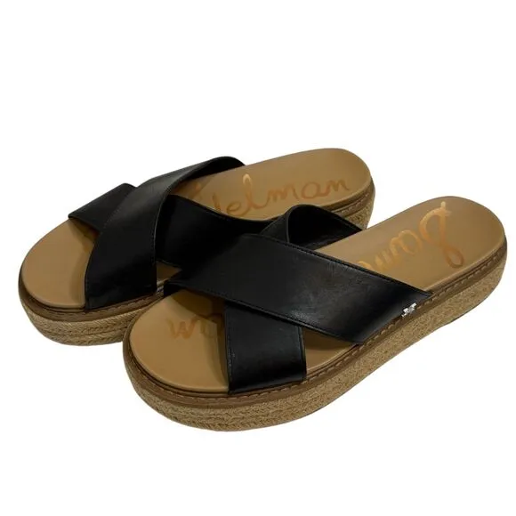 Madewell Korina Slide On Platform Sandals Size 9 Black Leather Upper