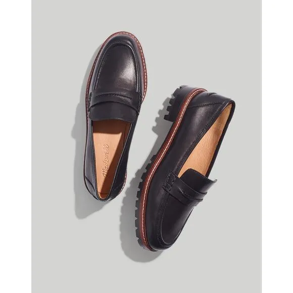 Madewell The Corinne Lugsole Classic Penny Loafer Women's Black Size 8 NWOB