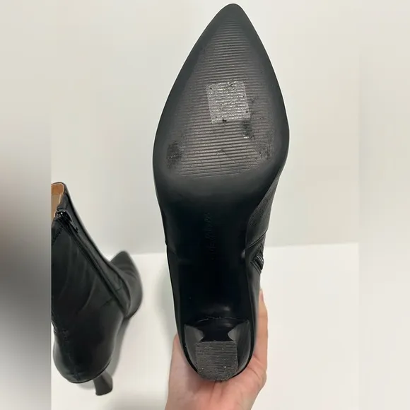 Madewell The Justine Ankle Boot in True Black Leather NO281 size 9 heeled boot