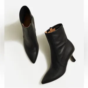 Madewell The Justine Ankle Boot in True Black Leather NO281 size 9 heeled boot