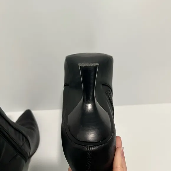 Madewell The Justine Ankle Boot in True Black Leather NO281 size 9 heeled boot